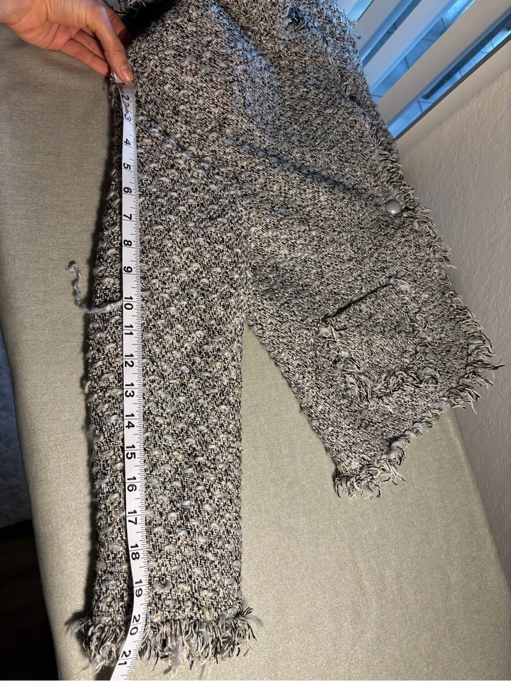 Carole Little Gray Fringed Tweed Blazer